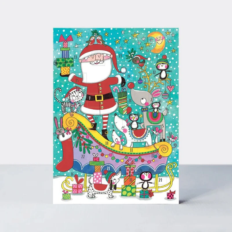 Santa Sleigh Advent Calendar Greetings Card | Christmas Advent Calendar