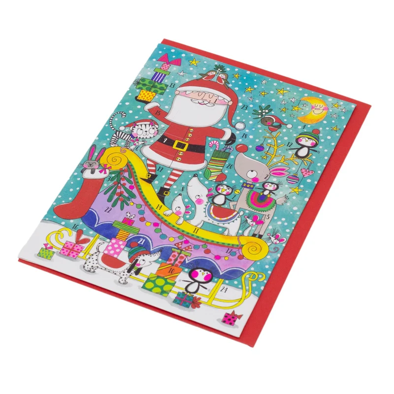 Santa Sleigh Advent Calendar Greetings Card | Christmas Advent Calendar