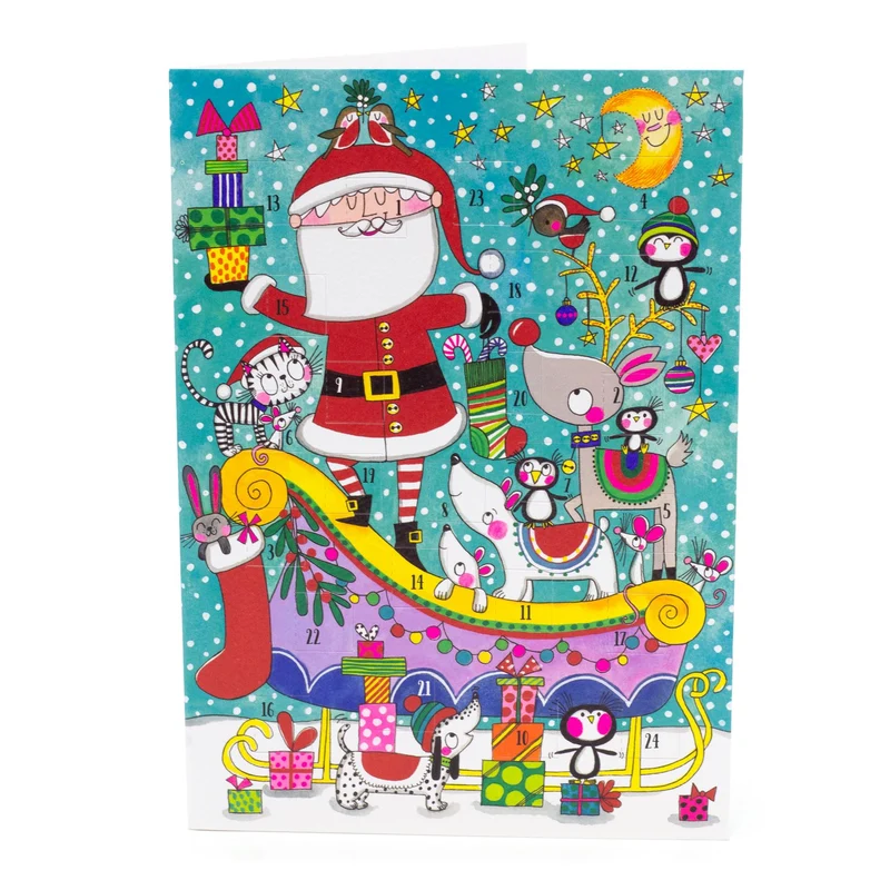 Santa Sleigh Advent Calendar Greetings Card | Christmas Advent Calendar