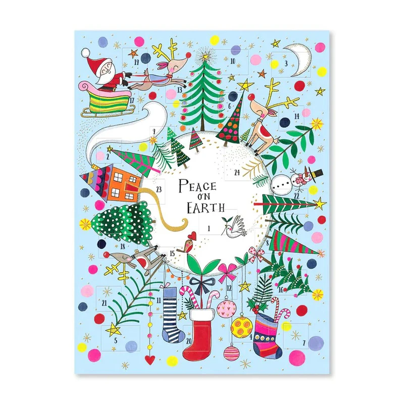 Peace on Earth Christmas Advent Calendar | Santa & Reindeer Christmas Calendar