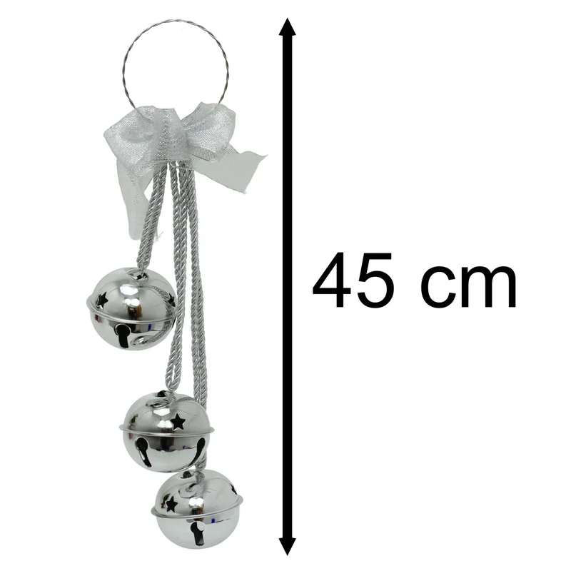 Extra Large Silver Christmas Jingle Bells Door Hanger | Hanging Bell Garland