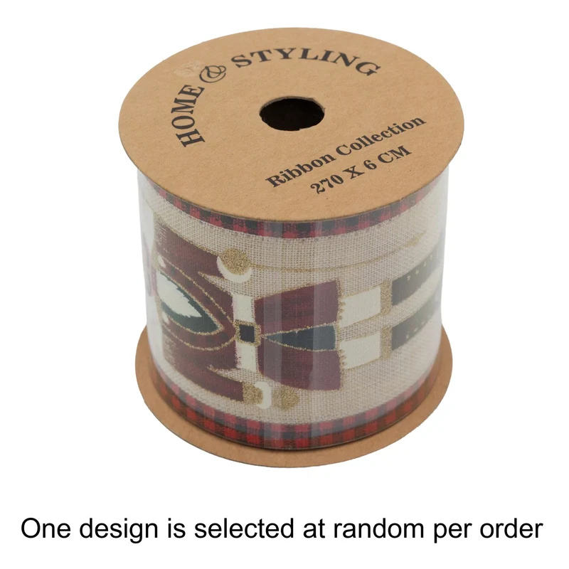 Luxury Nutcracker Wired Christmas Ribbon | Festive Ribbon Gift Wrapping & Craft