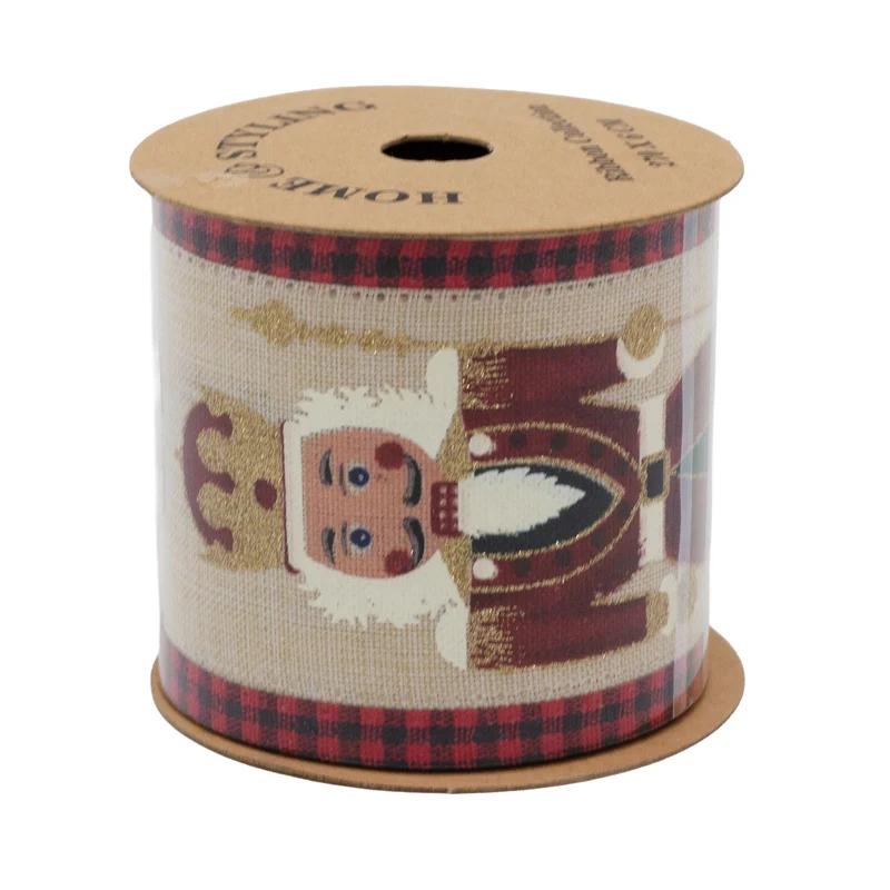 Luxury Nutcracker Wired Christmas Ribbon | Festive Ribbon Gift Wrapping & Craft