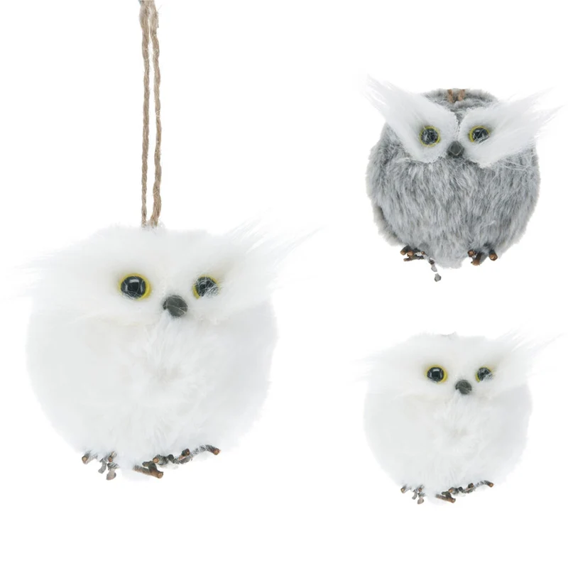 Fluffy Owl Christmas Tree Bauble | Woodland Bird Ornament Hanging Decoration 6cm