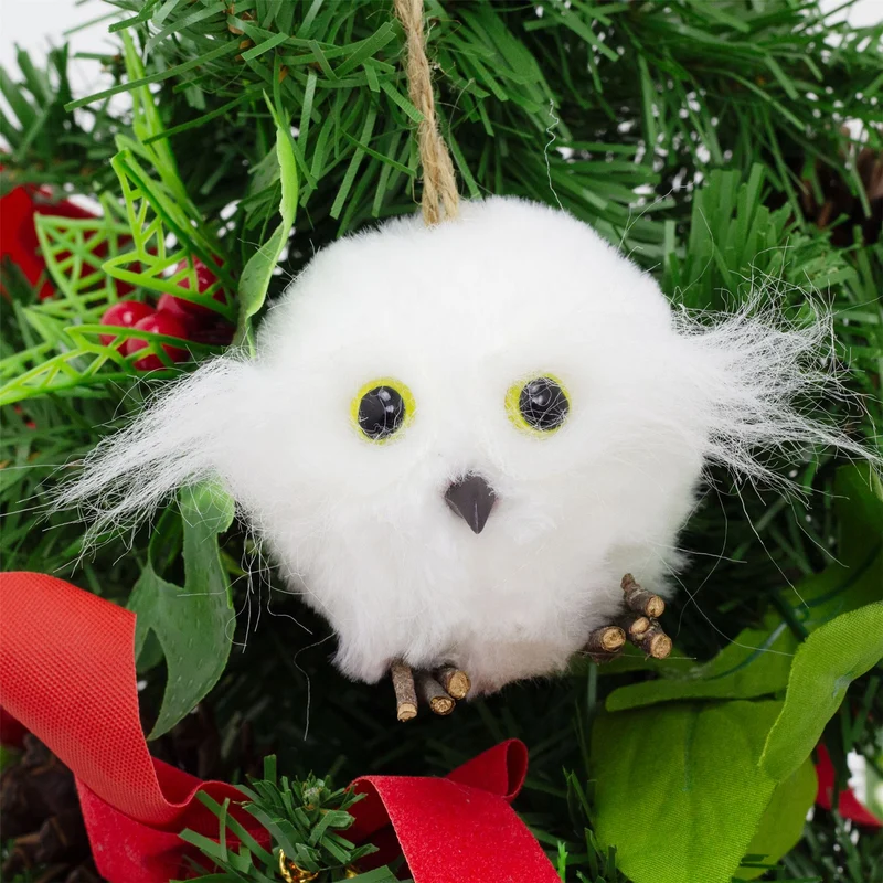Fluffy Owl Christmas Tree Bauble | Woodland Bird Ornament Hanging Decoration 6cm
