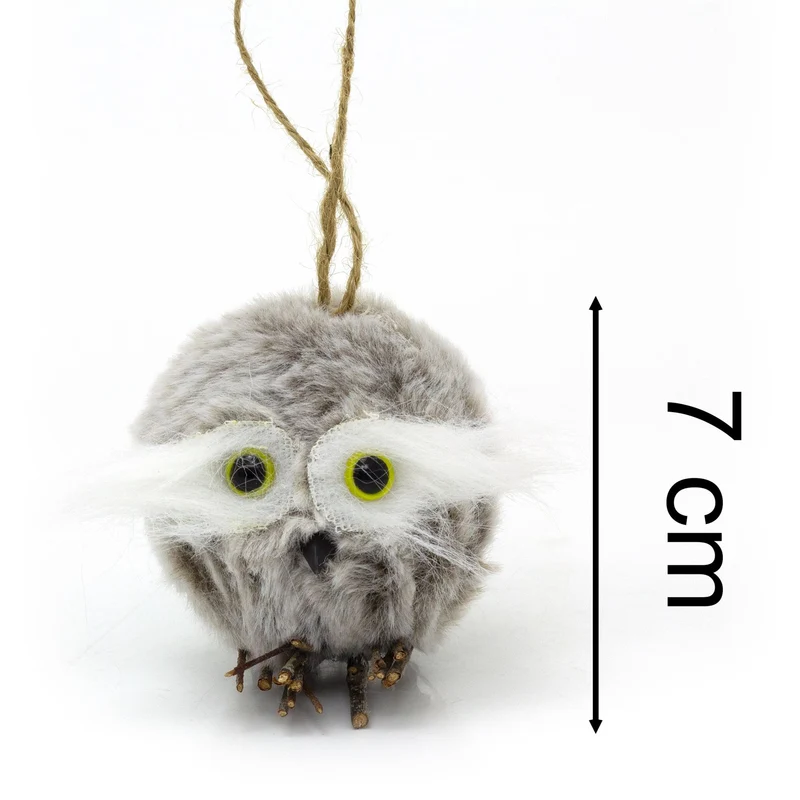 Fluffy Owl Christmas Tree Bauble | Woodland Bird Ornament Hanging Decoration 6cm