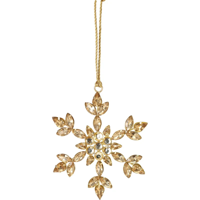 Gold Snowflake Christmas Tree Bauble | Snowflake Christmas Tree Ornament - 10cm
