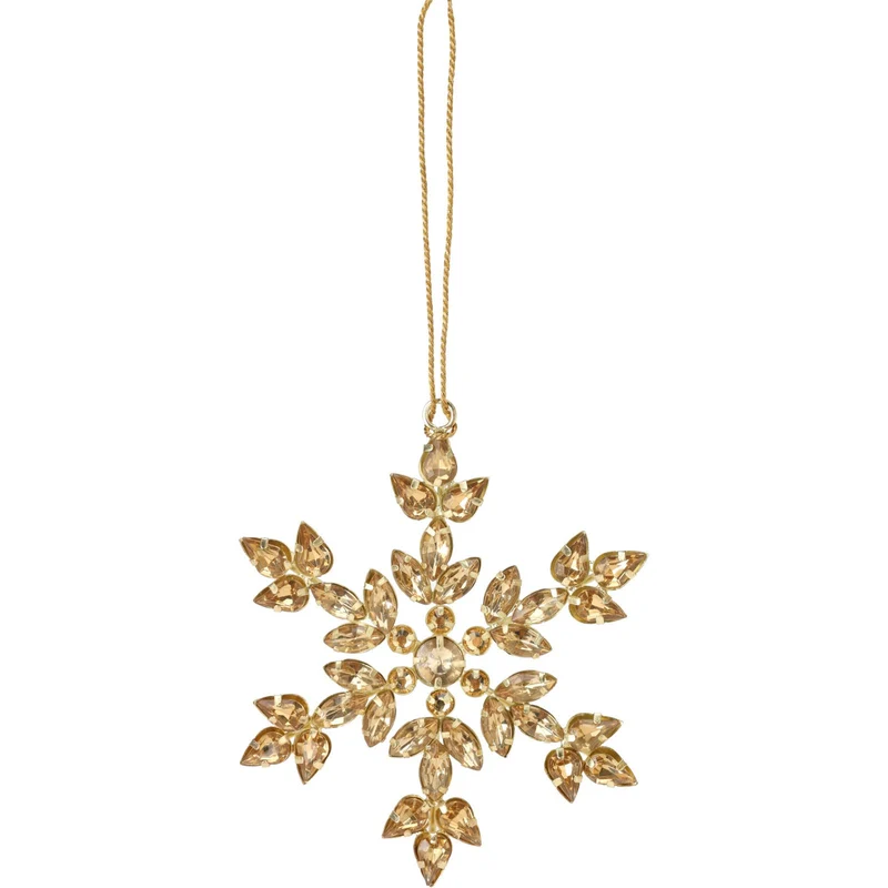 Gold Snowflake Christmas Tree Bauble | Snowflake Christmas Tree Ornament - 10cm