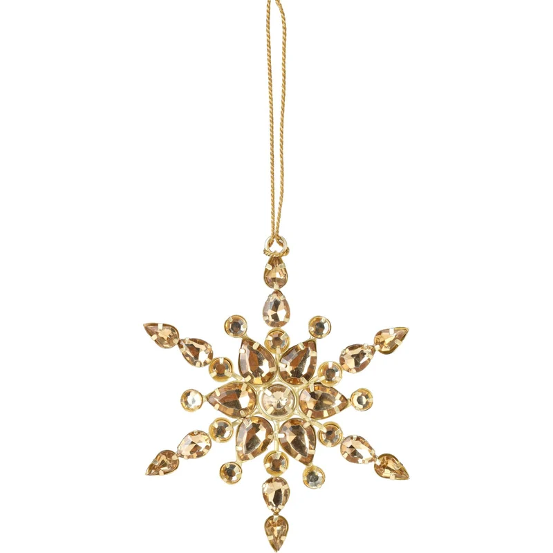 Gold Snowflake Christmas Tree Bauble | Snowflake Christmas Tree Ornament - 10cm