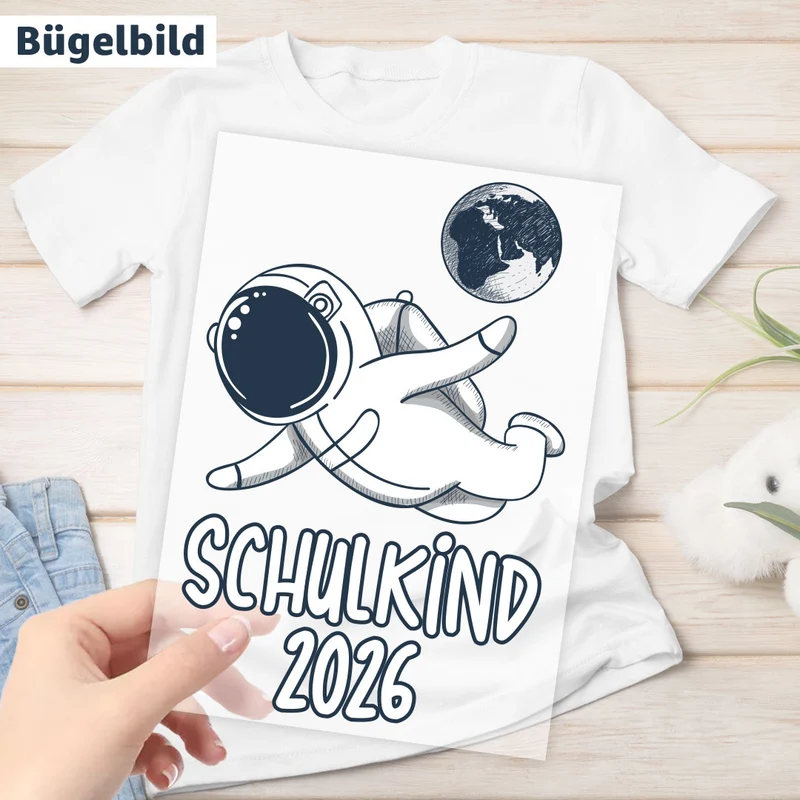 Bügelbild - Schulkind - Wunschname & Wunschjahr - Astronaut