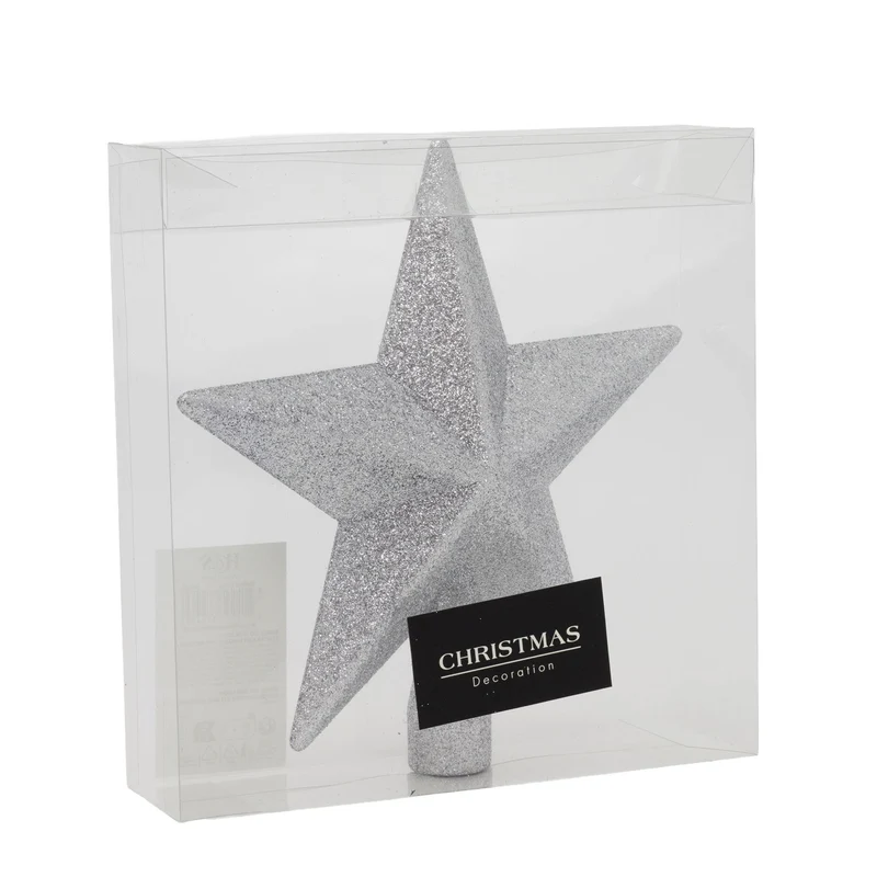 Silver Star Christmas Tree Topper | Sparkling Silver Christmas Tree Topper