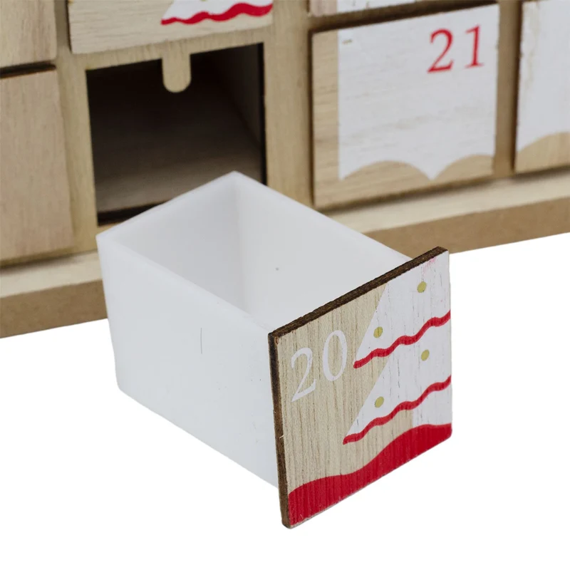 Santa House Advent Calendar with 24 Drawers | Wooden Christmas Advent Calendar