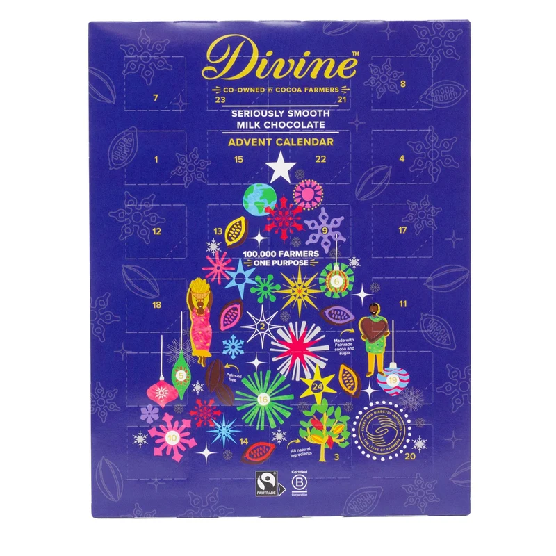Divine Milk Chocolate Advent Calendar | Fair Trade Christmas Advent Calendar - 85g