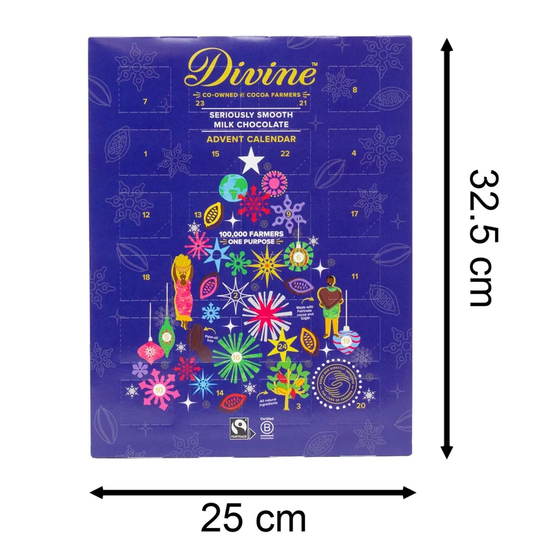 Divine Milk Chocolate Advent Calendar | Fair Trade Christmas Advent Calendar - 85g