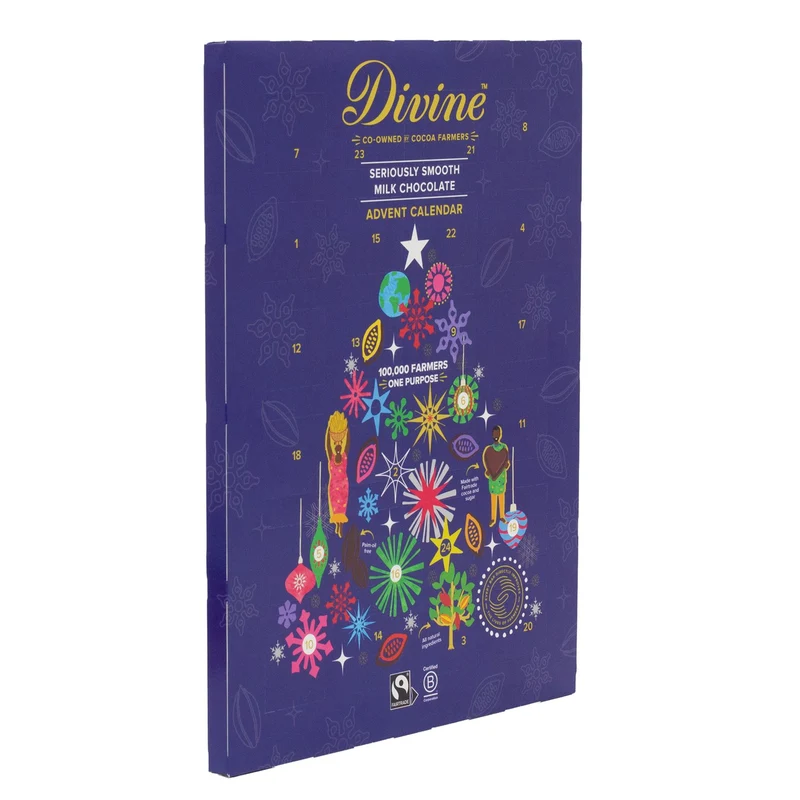 Divine Milk Chocolate Advent Calendar | Fair Trade Christmas Advent Calendar - 85g