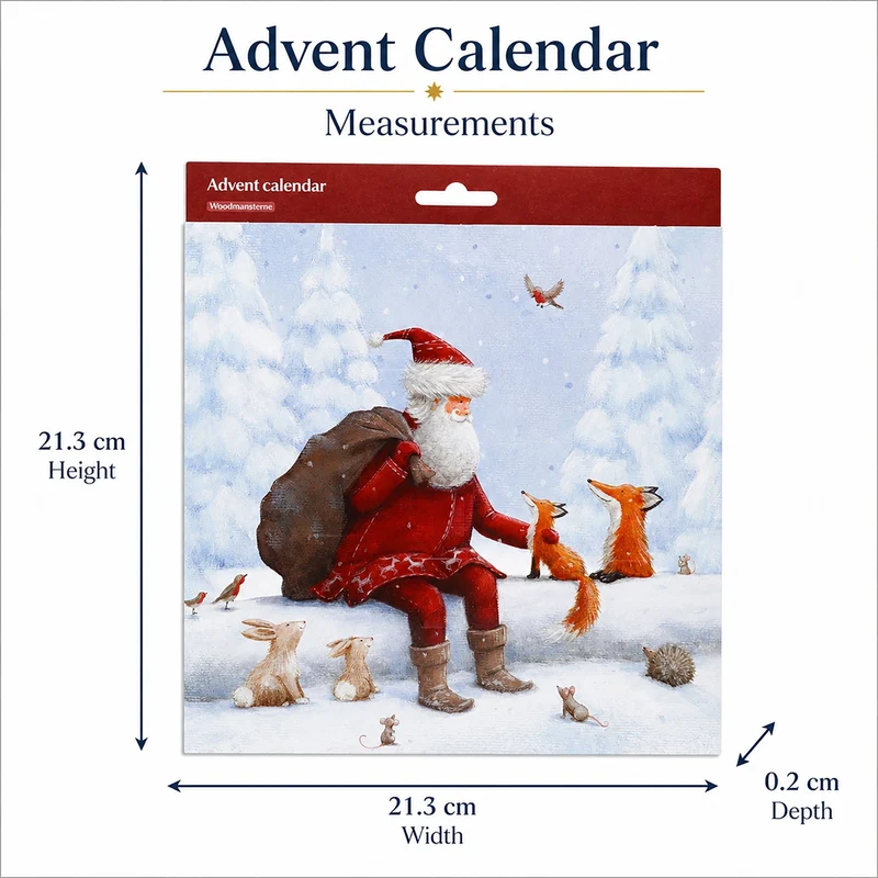 Santa and Foxes Traditional Picture Christmas Advent Calendar, 21.3cm 24 Door