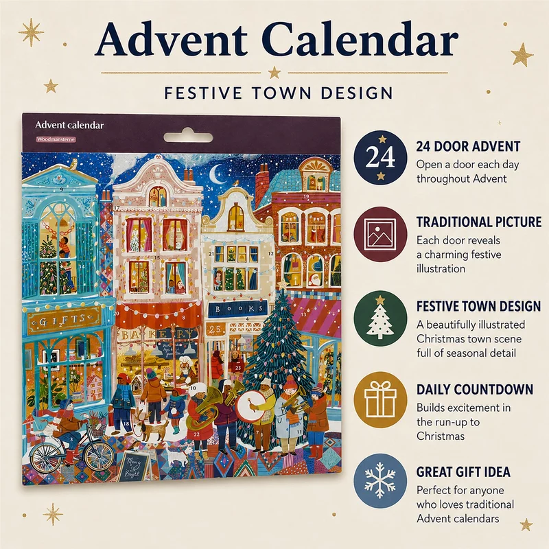 A Happy Holiday Traditional Picture Christmas Advent Calendar, 21.3cm Town Scene