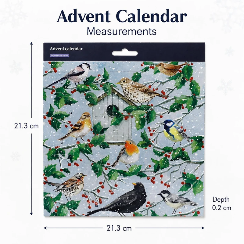 Winter Birds Traditional Christmas Picture Advent Calendar, 24 Door Calendar