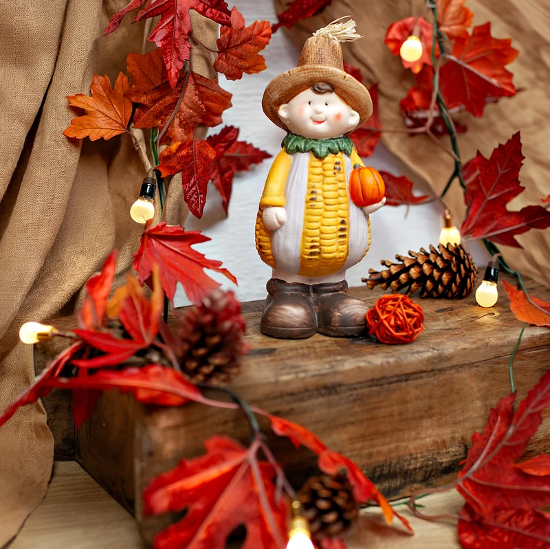 Herbstliche Girlande mit Blättern und Zapfen, ca. 180 cm