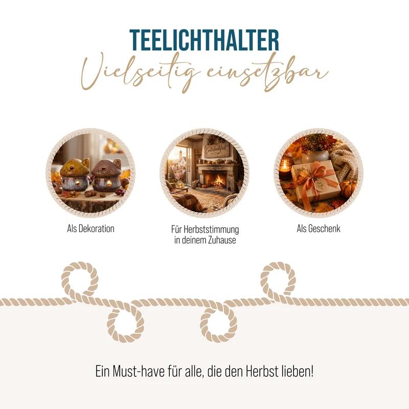 Pilz Windlichter 2er Set aus Steingut – Gelb & Braun