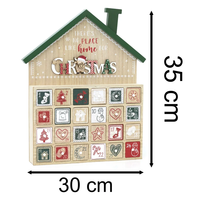 Wooden House Highland Cow Christmas Advent Calendar | Fill Your Own Calendar