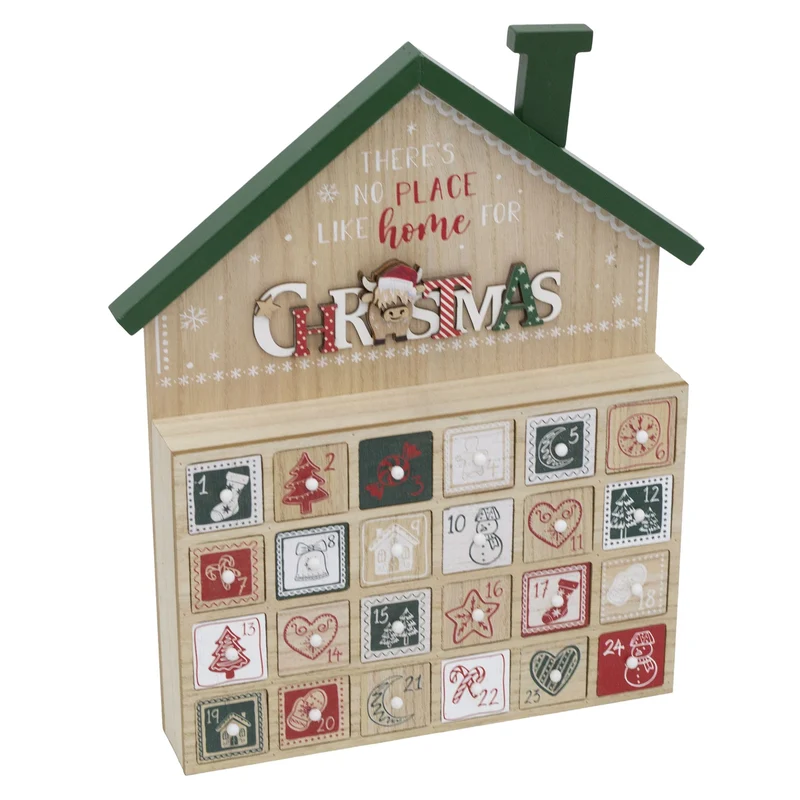Wooden House Highland Cow Christmas Advent Calendar | Fill Your Own Calendar