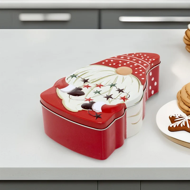 Christmas Gonk Storage Tin | Kitchen Food Tin Festive Santa Gnome Tin