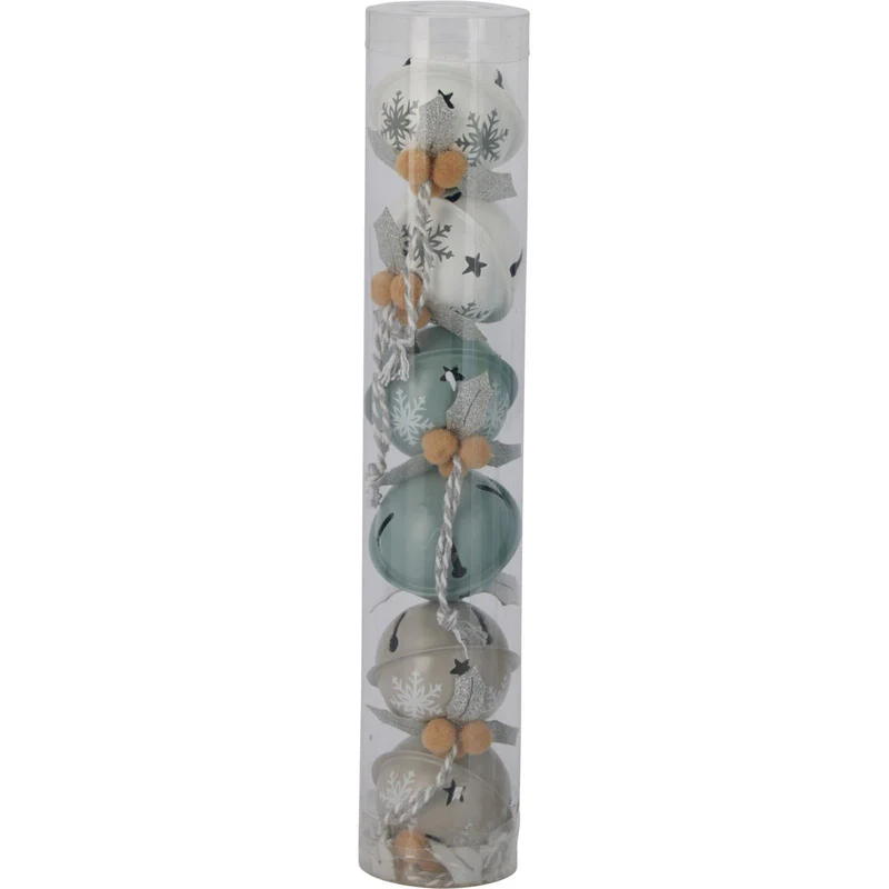 Set of 6 Small Pastel Jingle Bells | Christmas Tree Hanging Ornaments - 4cm