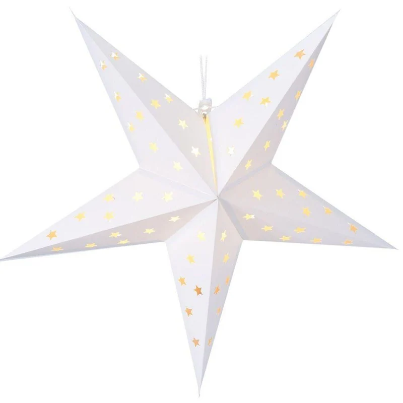 White LED Christmas Star | Christmas Paper Star Light Hanging Decoration - 60cm
