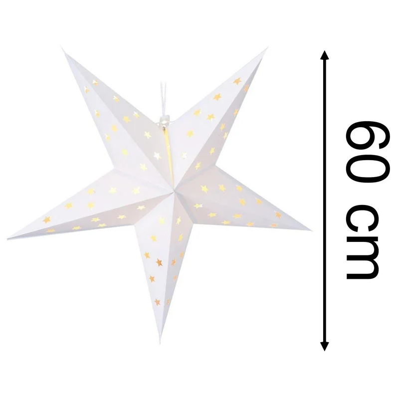White LED Christmas Star | Christmas Paper Star Light Hanging Decoration - 60cm
