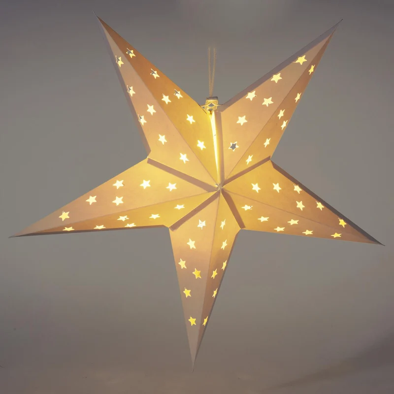 White LED Christmas Star | Christmas Paper Star Light Hanging Decoration - 60cm