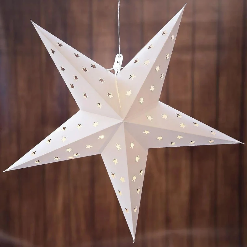 White LED Christmas Star | Christmas Paper Star Light Hanging Decoration - 60cm