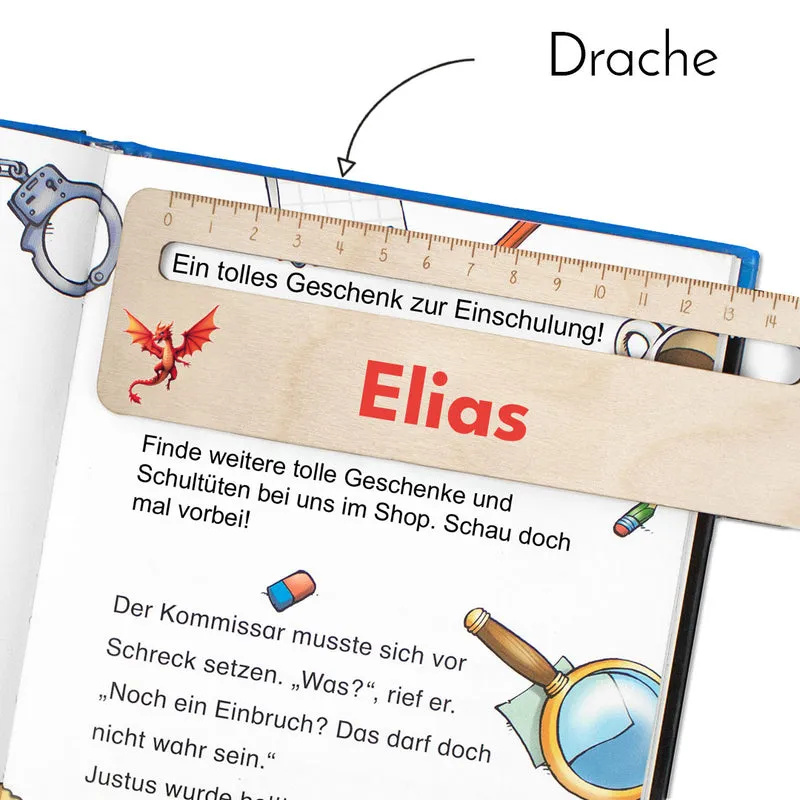 Lesehilfe und Lineal aus Holz personalisiert mit Name Geschenk zur Einschulung - Jungs