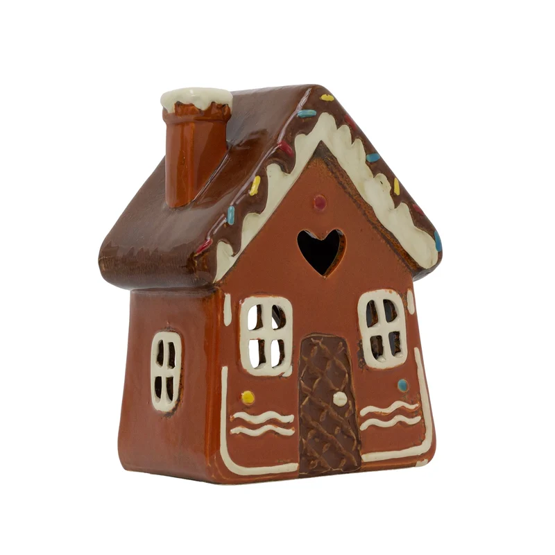 Ceramic Gingerbread House Christmas Tealight Holder | Festive Candle Ornament