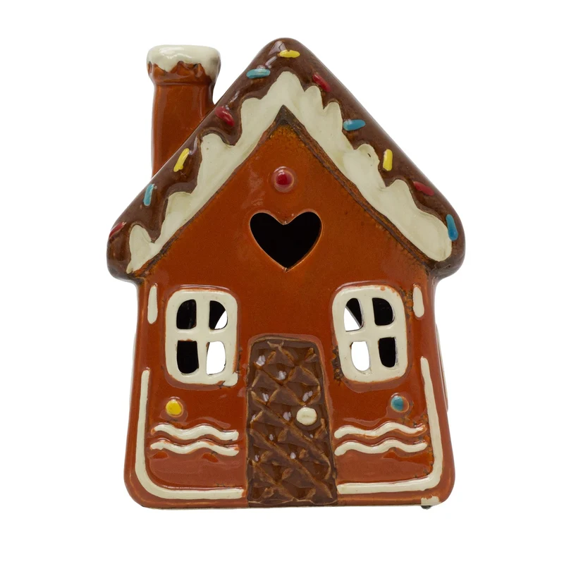 Ceramic Gingerbread House Christmas Tealight Holder | Festive Candle Ornament