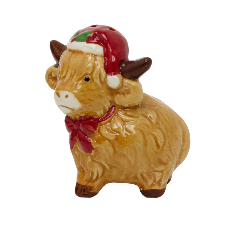 Christmas Highland Cow Salt & Pepper Shakers | Novelty Salt and Pepper Pots