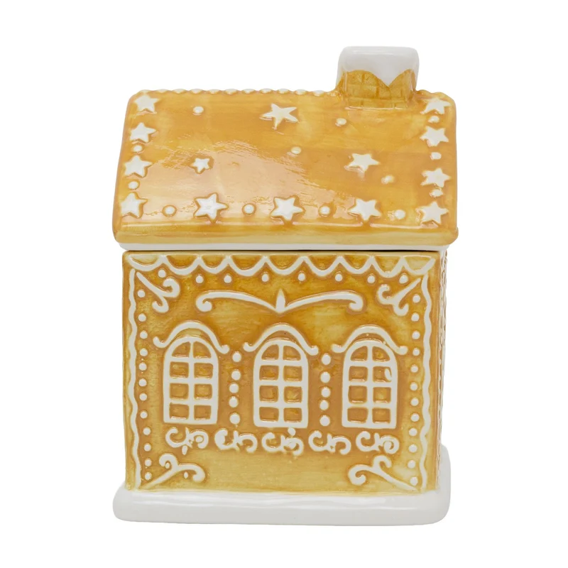 Gingerbread House Cookie Jar | Christmas Ceramic Biscuit Barrel with Lid - 23cm