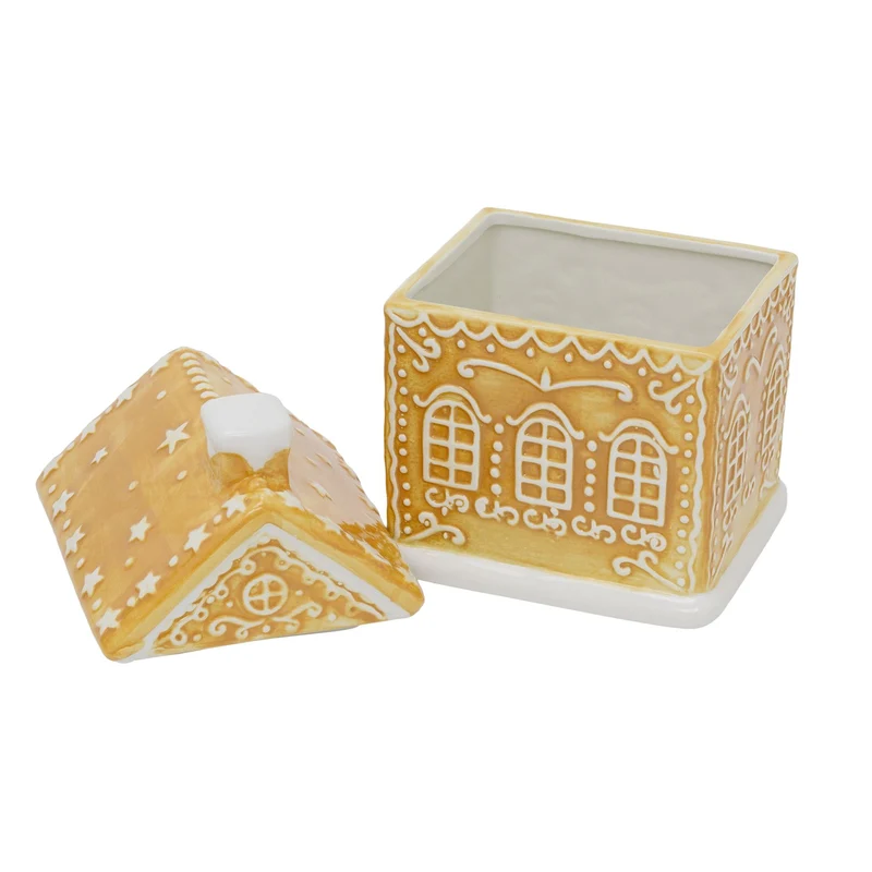 Gingerbread House Cookie Jar | Christmas Ceramic Biscuit Barrel with Lid - 23cm