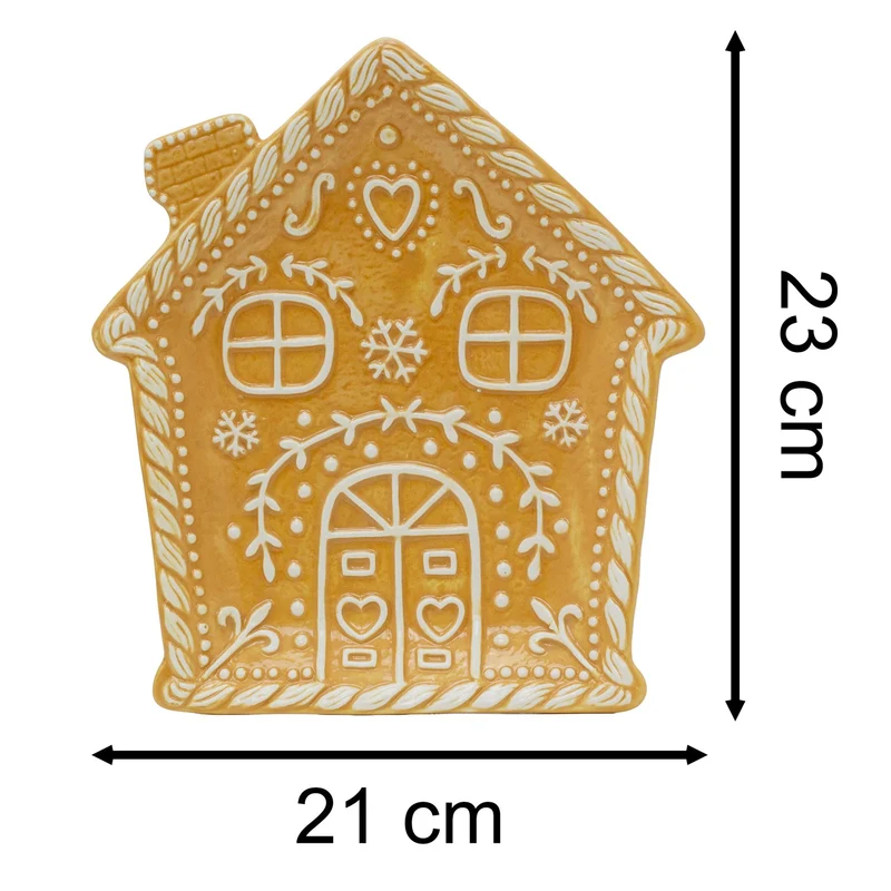 Gingerbread House Ceramic Serving Plate | Christmas Gingerbread Tableware 23cm