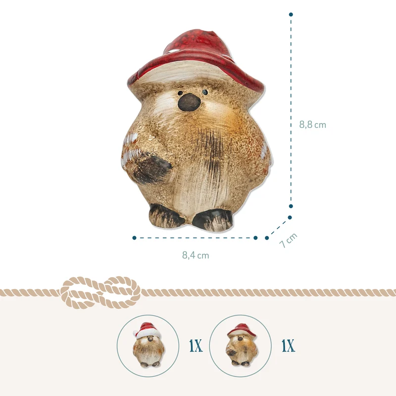 2er Set Wintervogel Figuren Keramik ca. 8,4 x 7 x 8,8 cm