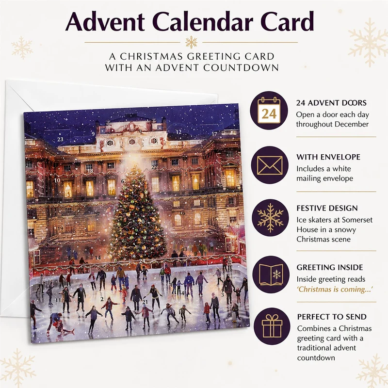 Somerset House at Christmas Advent Greetings Card, Ice Skating Advent Card