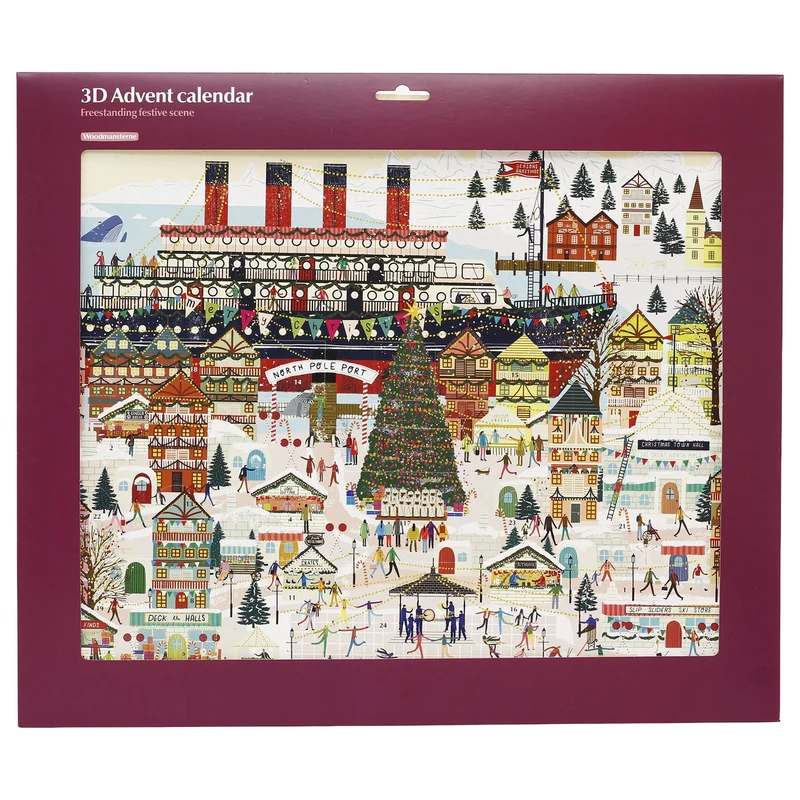 Christmas at the Port Large 3D Advent Calendar, Freestanding Village 24 Door