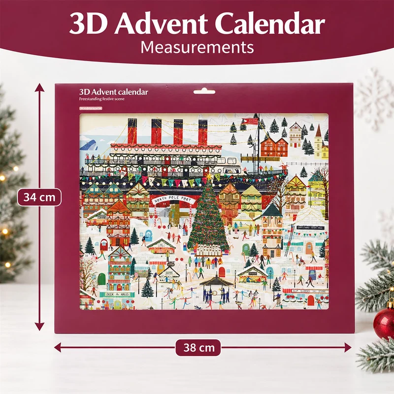 Christmas at the Port Large 3D Advent Calendar, Freestanding Village 24 Door