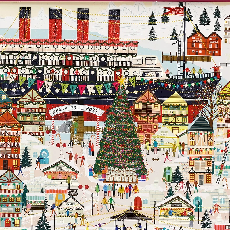 Christmas at the Port Large 3D Advent Calendar, Freestanding Village 24 Door