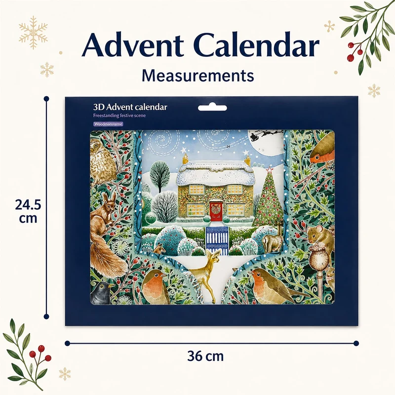 Snowy Cottage 3D Christmas Advent Calendar, Freestanding Picture Calendar