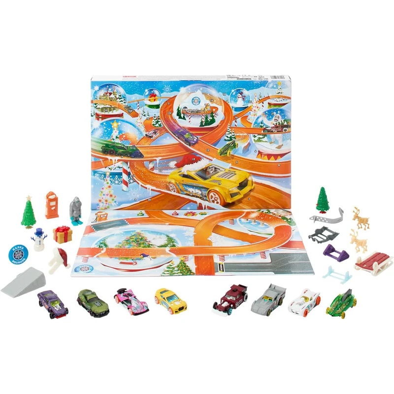 Hot Wheels Christmas Advent Calendar | 8 Hot Wheels Cars & 16 Accessories