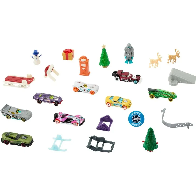 Hot Wheels Christmas Advent Calendar | 8 Hot Wheels Cars & 16 Accessories