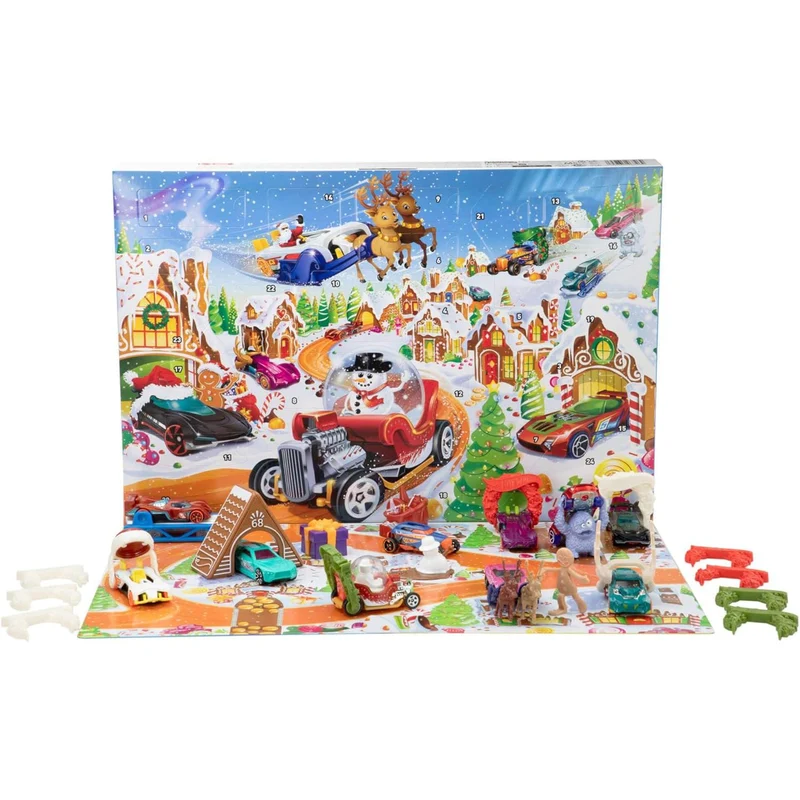 Hot Wheels Christmas Advent Calendar | 10 Hot Wheels Cars & 14 Accessories