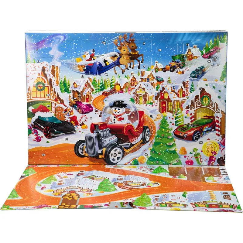 Hot Wheels Christmas Advent Calendar | 10 Hot Wheels Cars & 14 Accessories
