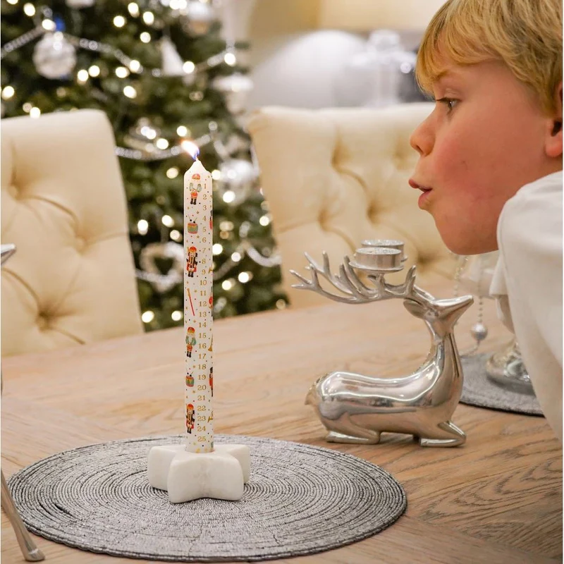 Set of 2 The Nutcracker Advent Dinner Candles | Christmas Advent Candles - 25cm